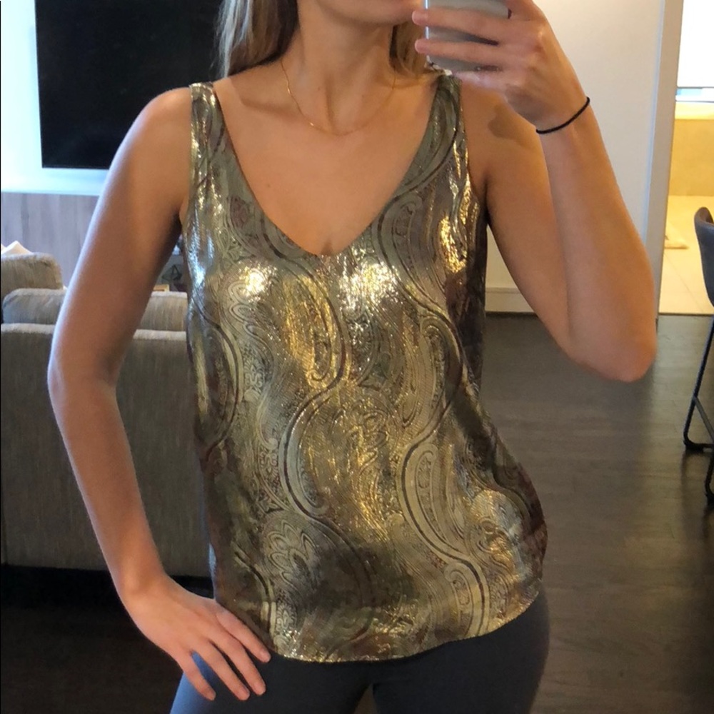 J. Crew metallic gold paisley